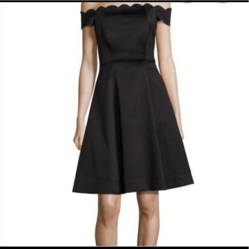 Badgley Mischka Black Scalloped Dress